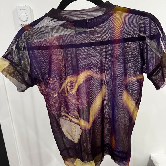 WITH JEAN purple mesh tshirt Lord Top | Ritz Strelitzia Nicolai size XL - Picture 2 of 5